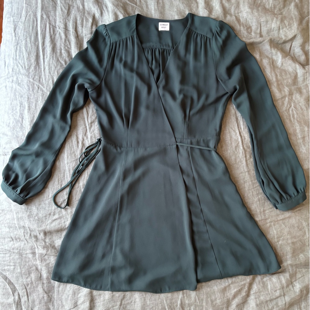 Sunday Best (Aritzia) Forest Green Wrap Dress